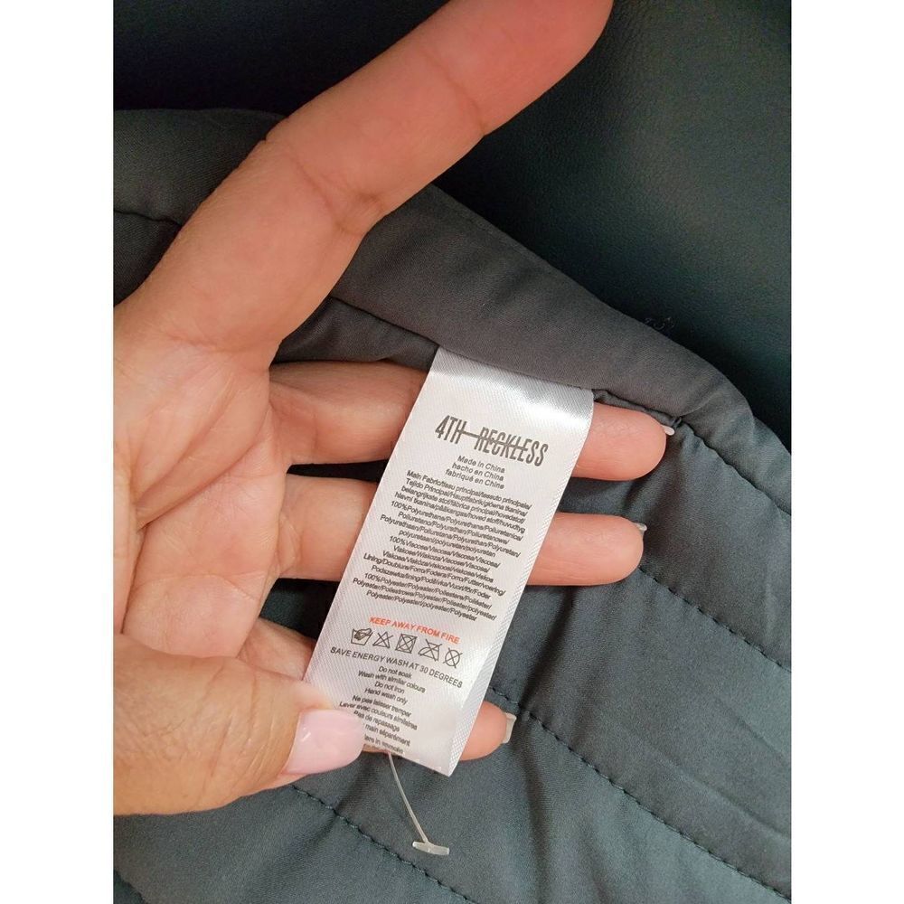 Teal Padded Biker FauxLeather Jacket-Victoria S - Picture 8 of 11